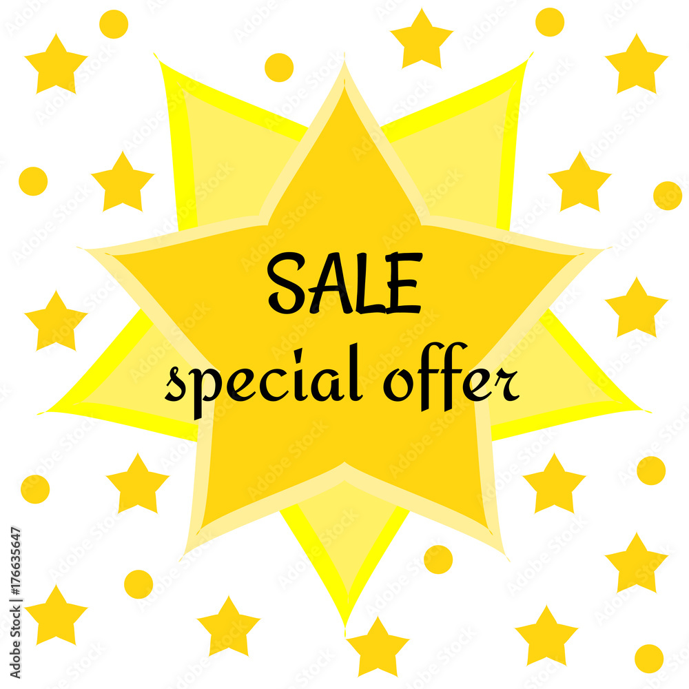 Seasonal sale banner. Design for flyer, poster, sticker. Marketing idea, decline in prices. Shopping tag. Weekend special offer for buyer. Seasonal sale banner. Design for flyer, poster, sticker. Marketing idea, decline in prices. Shopping tag. Weekend special offer for buyer.