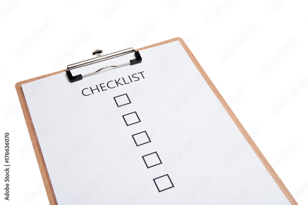 Checklist on white paper Checklist on white paper
