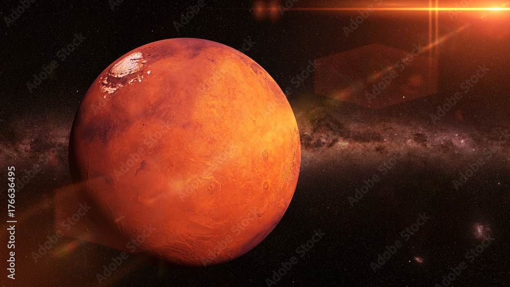 planet Mars the beautiful Milky Way galaxy and the Sun Stock ...