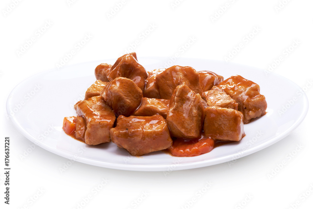 Goulash, beef stew isolated on white background Goulash, beef stew isolated on white background