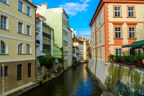 Prague in Venice in the Czech Republic. Narrow channels and brightly painted houses right on the canal side © den781