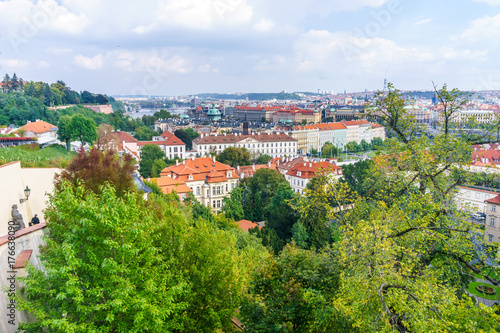 Prague. Czech Republic. View from the Prague Castle. Red tiled roofs