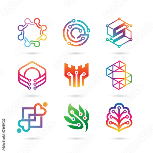 Set of digital networking Logo Vector - Internet Logo
