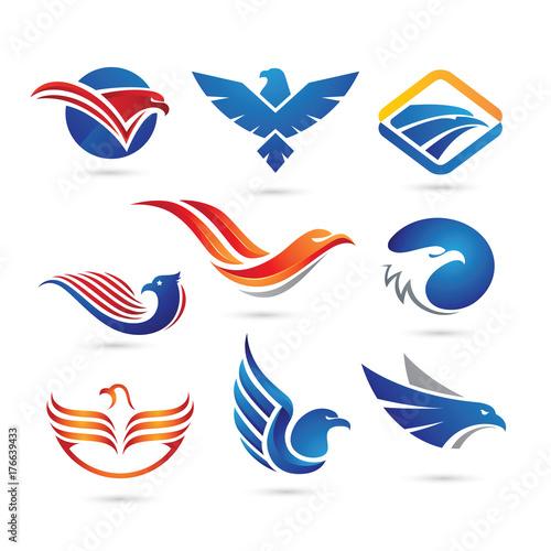 Set of Eagle Bird Flying Logo Vector - Animal Logo