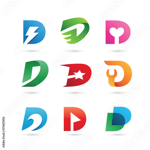 Set of Letter D Logo Vector - Colorful Modern Logo