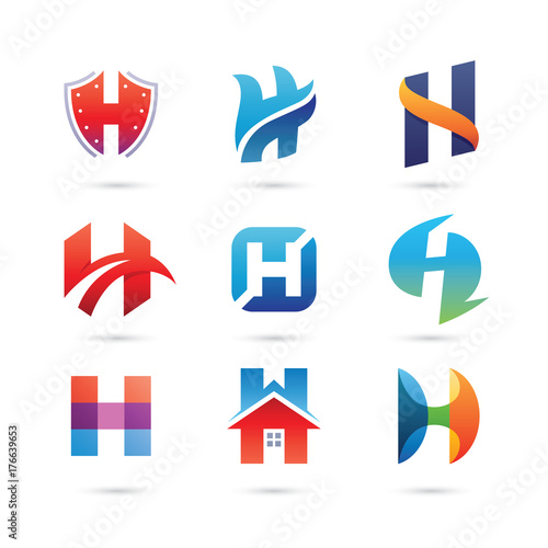 Free Download Set of Letter H Logo Vector - Colorful Modern Logo - GFXLoad