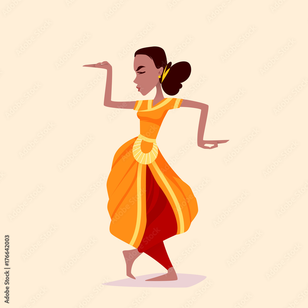 Obraz premium Indian girl dancer in the posture of Indian dance.