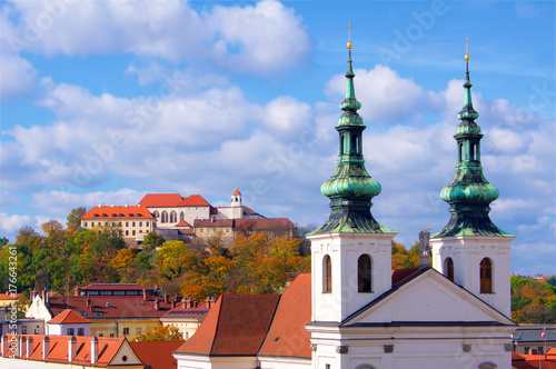 Brno panorama with Spilberk Castle and church