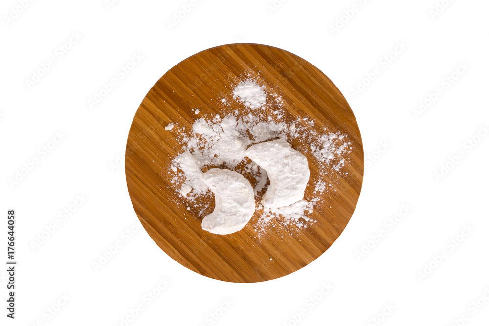 Cookies with Powdered Sugar on White Cookies with Powdered Sugar on White