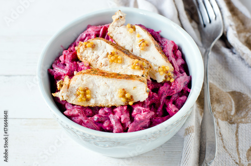 Christmas beet salad with chicken
