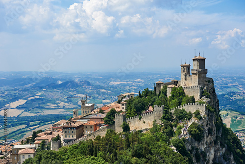 Guaita tower of San Marino with panoramic landscape photo