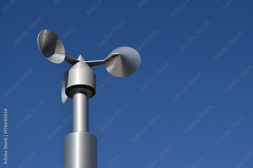 close up of aluminum anemometer on roof close up of aluminum anemometer on roof