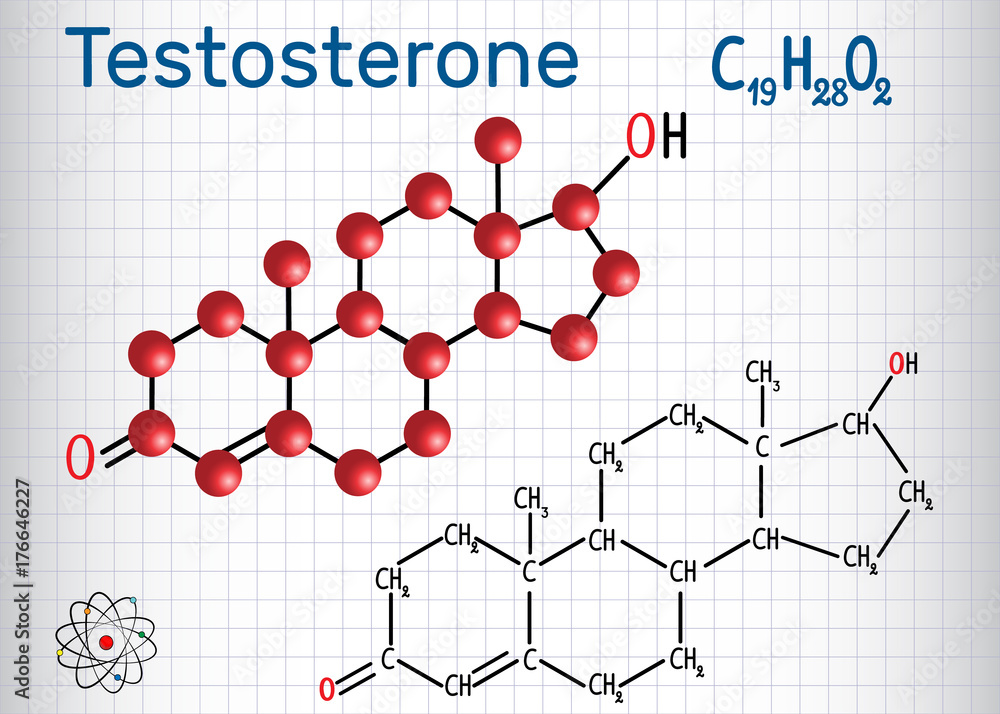 Testosterone (anabolic steroid.) structural chemical formula and