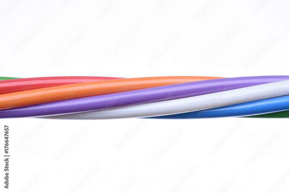 Multicolored cable isolated on white background Multicolored cable isolated on white background