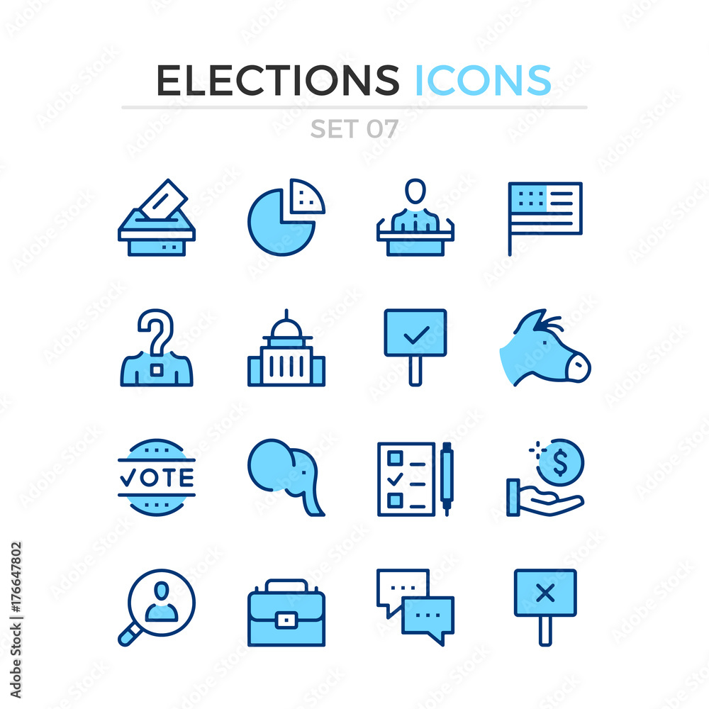 Elections icons. Vector line icons set. Premium quality. Simple thin line design. Modern outline symbols, pictograms Elections icons. Vector line icons set. Premium quality. Simple thin line design. Modern outline symbols, pictograms