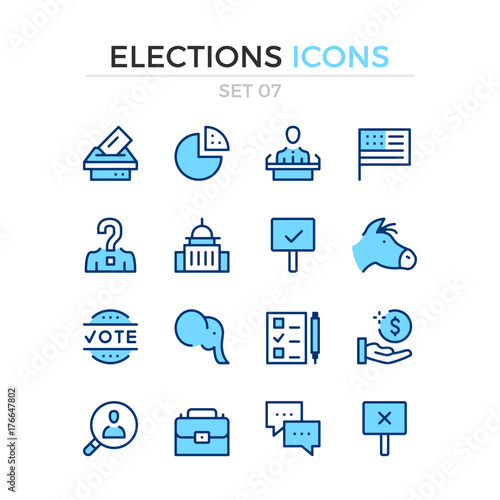 Elections icons. Vector line icons set. Premium quality. Simple thin line design. Modern outline symbols, pictograms