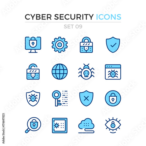 Cyber security icons. Vector line icons set. Premium quality. Simple thin line design. Modern outline symbols, pictograms