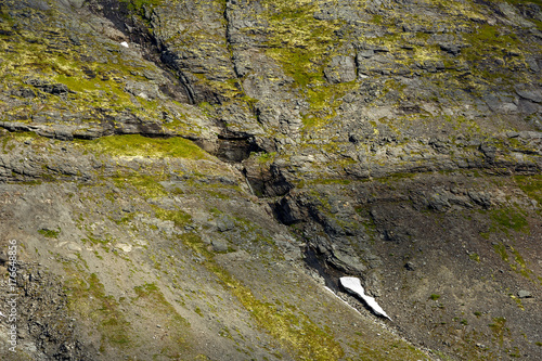Glacier in the mountains of Khibiny, Kola Peninsula, Russia.