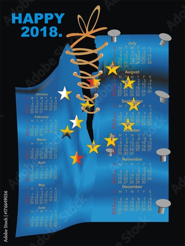 calendar 2018  / european union EU flag 