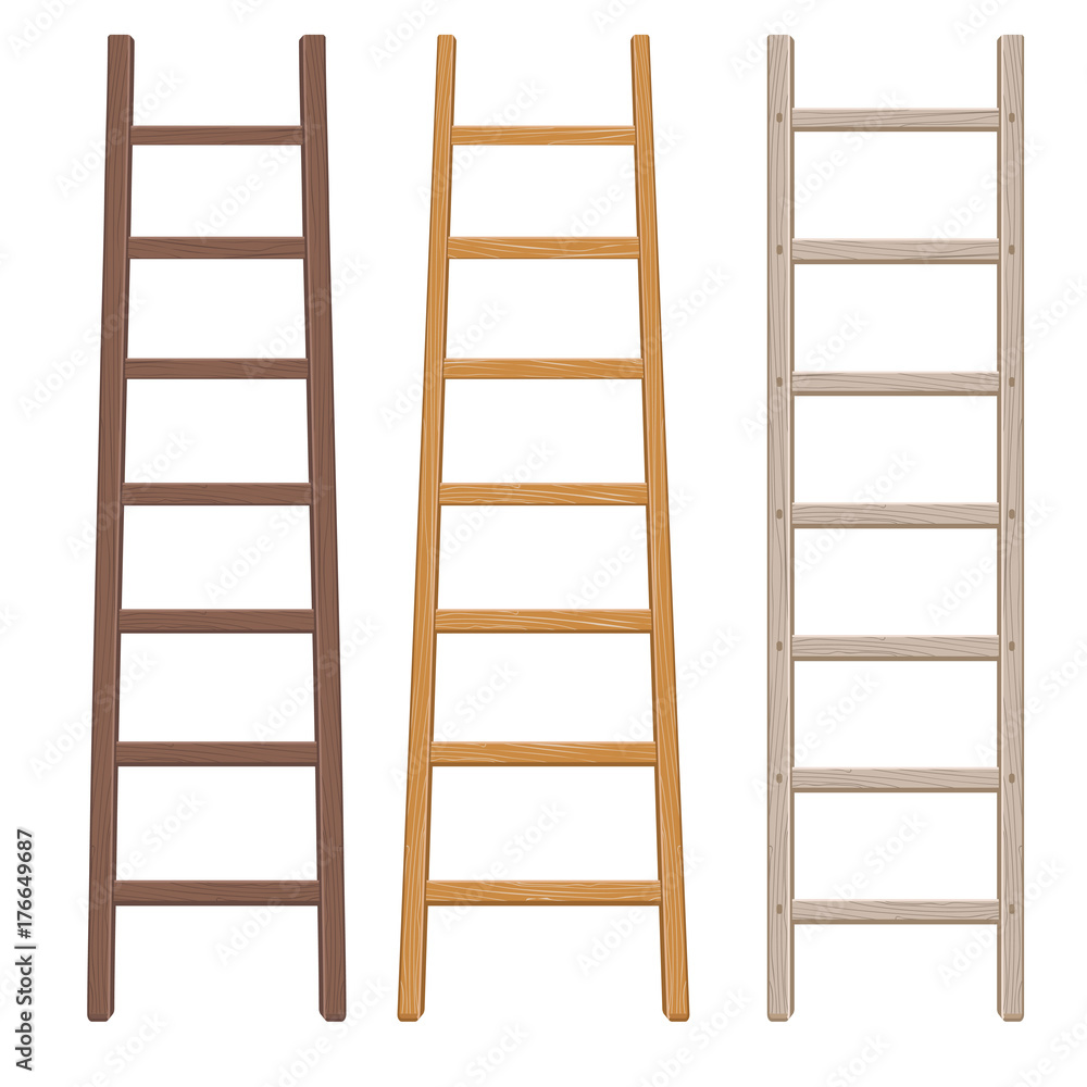 Wooden ladder set. Vector Wooden ladder set. Vector