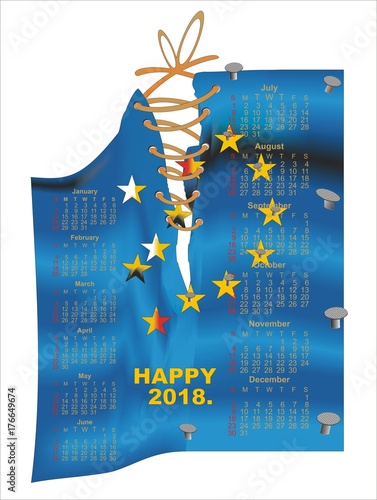 calendar 2018 european union EU flag 