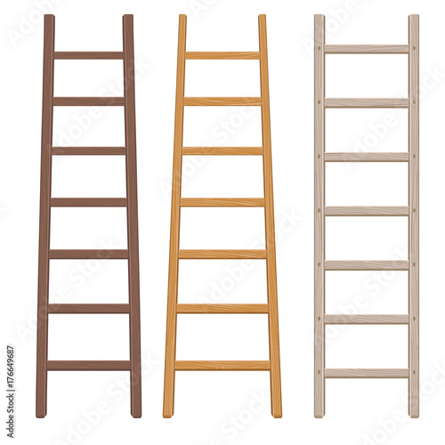 Wooden ladder set. Vector