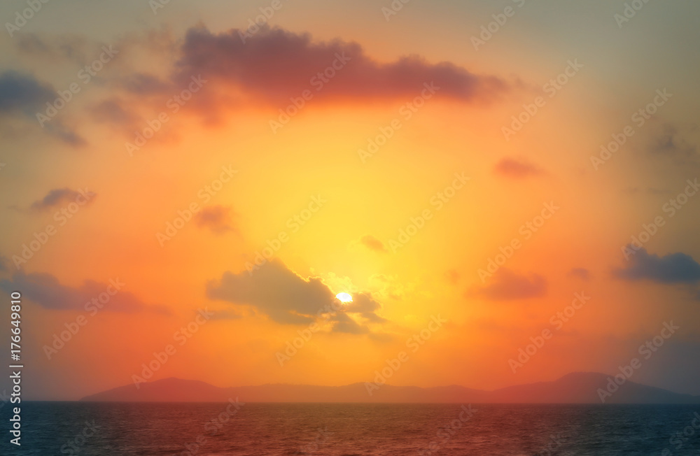Photo of a bright sea sunset