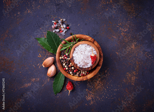 Fototapeta Naklejka Na Ścianę i Meble -  Herbs and spices. Culinary background