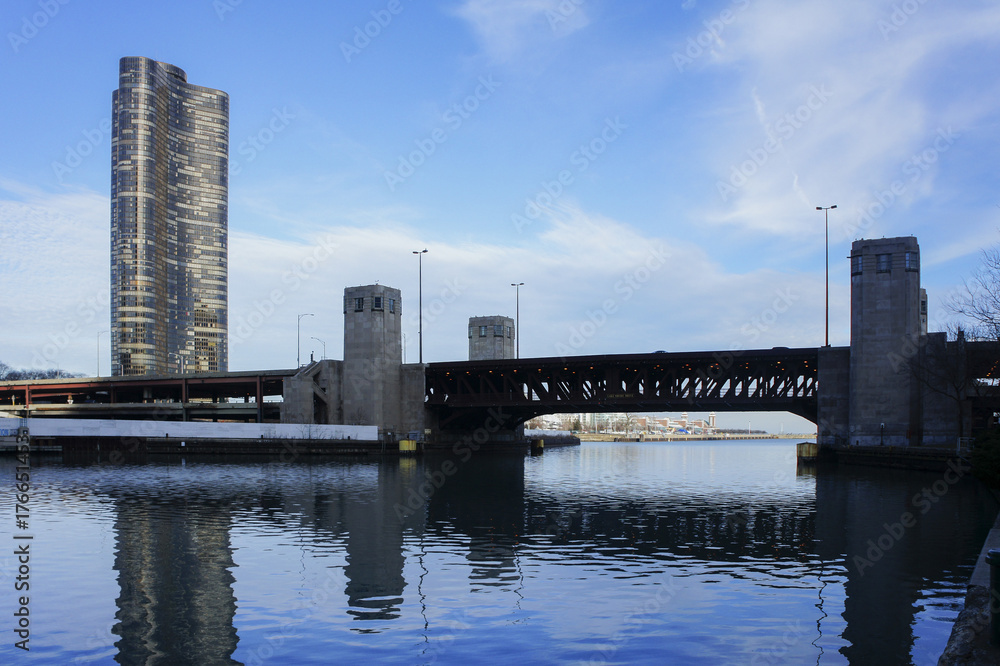 Lake Point Tower Condominium and bridge