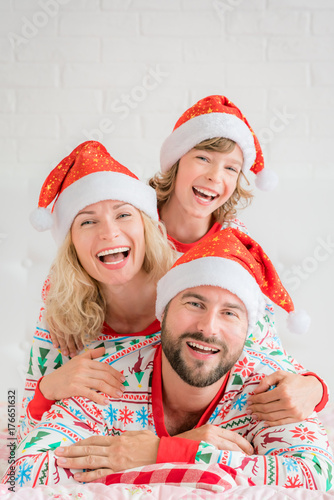 Happy family in Christmas eve