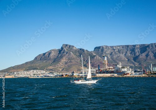 Ships in the harbour of Cape Town in South Africa