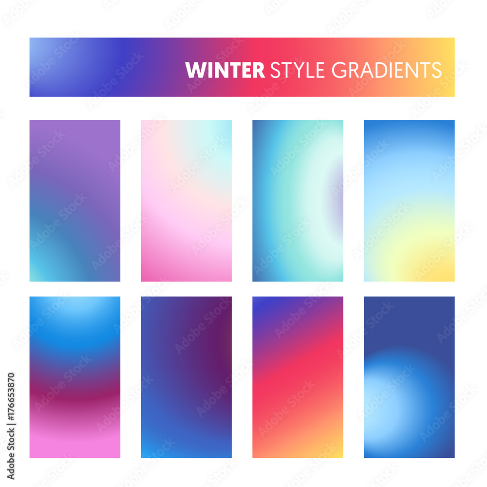 Abstract Colorful Gradients in Winter Cold Colors. Modern Screen Wallpaper, Background, Design for Screen Mobile in vector