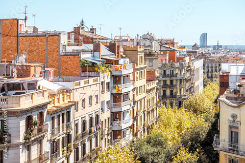 Top view on residential buildings on the street in Barcelona city © rh2010