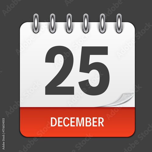 December 25 Calendar Daily Icon. Vector Illustration Emblem. Element of Design for Decoration Office Documents and Applications. Logo of Day, Date, Month and Holiday. Christmas Time