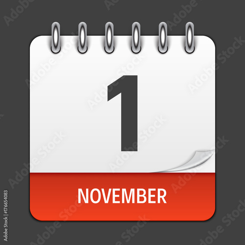 November 1  Calendar Daily Icon. Vector Illustration Emblem. Element of Desig...