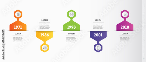 Timeline, Business presentation or infographic including 5 option. Vector dynamic infographics of technology or education process with 5 steps. Web Template of a chart, mindmap or diagram.