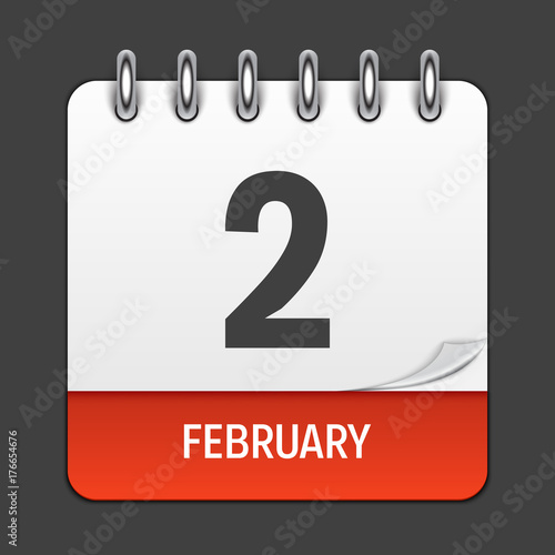 February 2 Calendar Daily Icon. Vector Illustration Emblem. Element of Design...