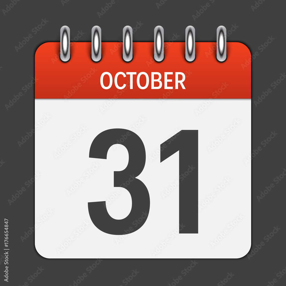 October 31 Calendar Daily Icon. Vector Illustration Emblem. Elem October 31 Calendar Daily Icon. Vector Illustration Emblem. Elem