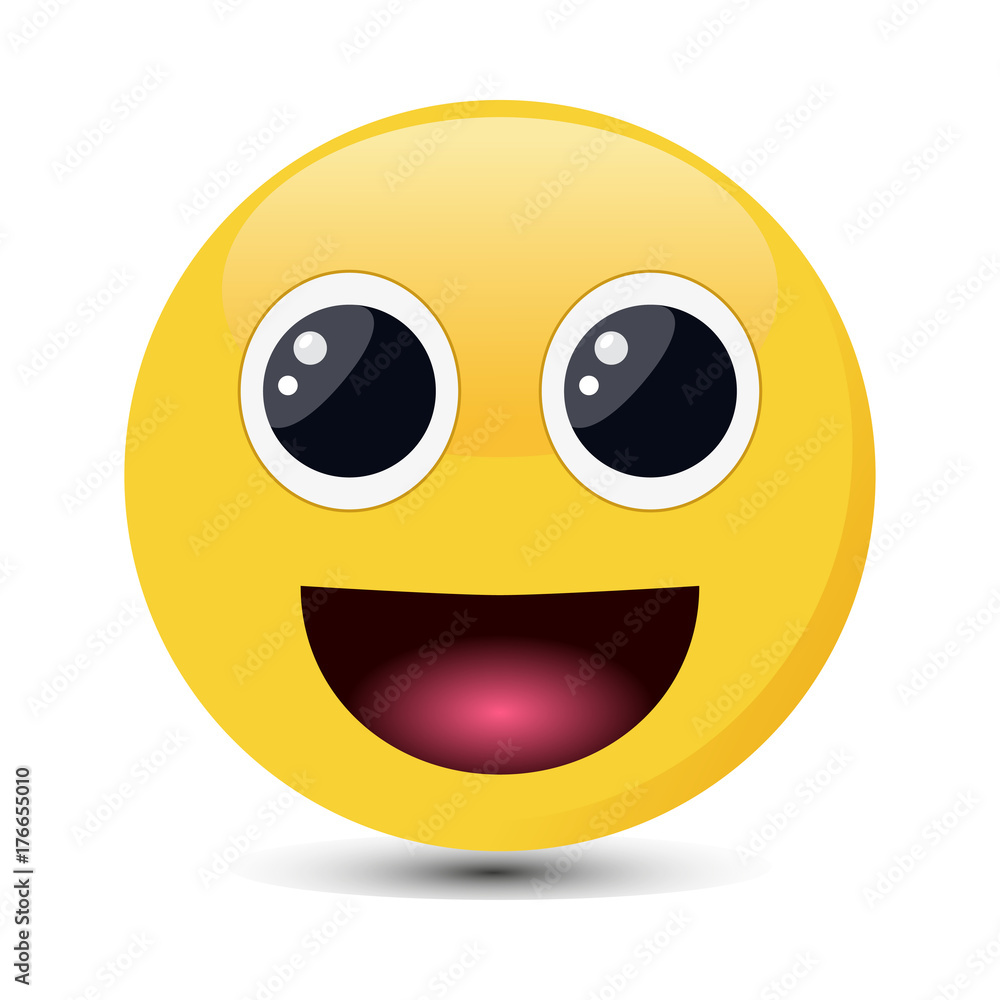 Fototapeta premium Smiling emoticon with happy. Happy emoji vector illustration.