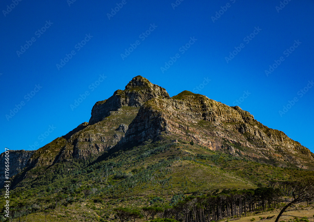 Landscape of Cape Town with seldom view of the Table Mountain without clouds in South Africa