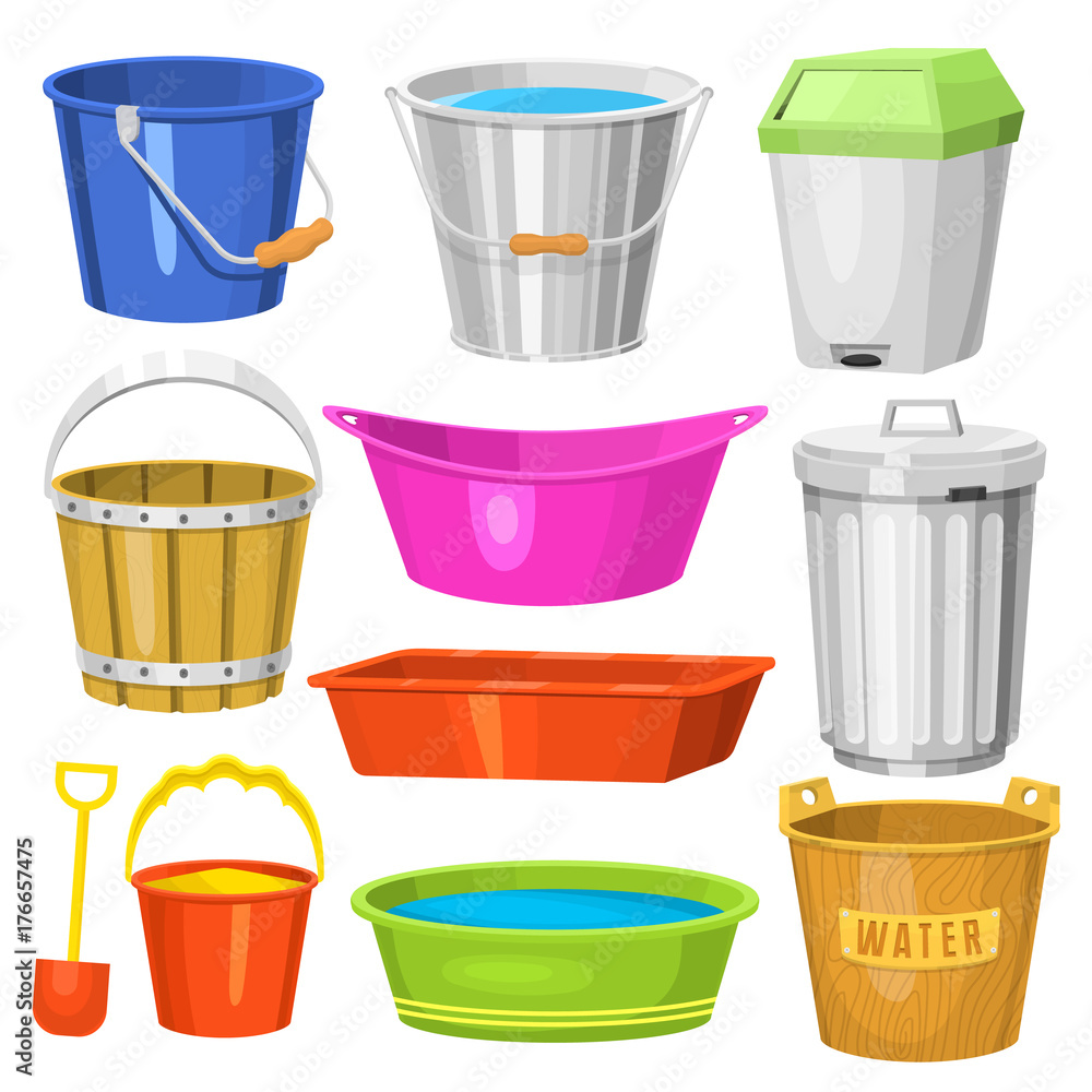 Container Handle Isolated Plastic Bucket Cleaning Carrying Storage  Transportation Doing Stock Vector by ©Sonulkaster 585790418