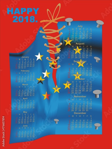 calendar 2018 european union EU flag 