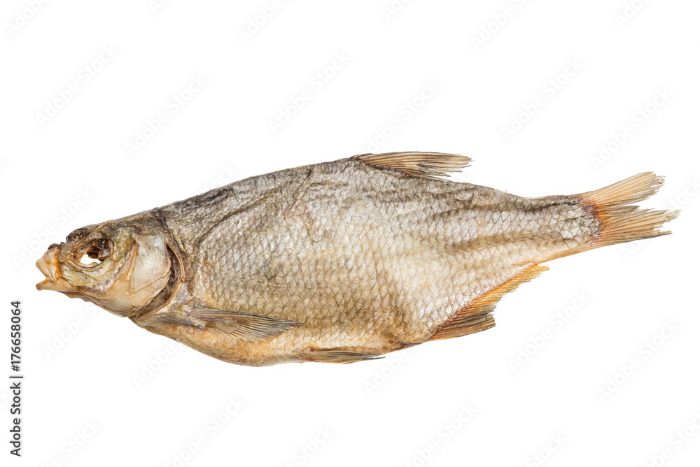 Dried fish bream isolated on white background