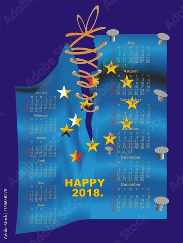 calendar 2018 european union EU flag photo