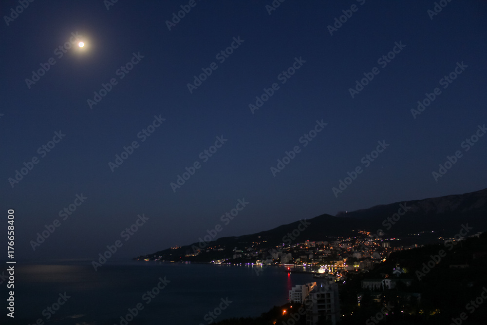 Moonlit night over Yalta.
