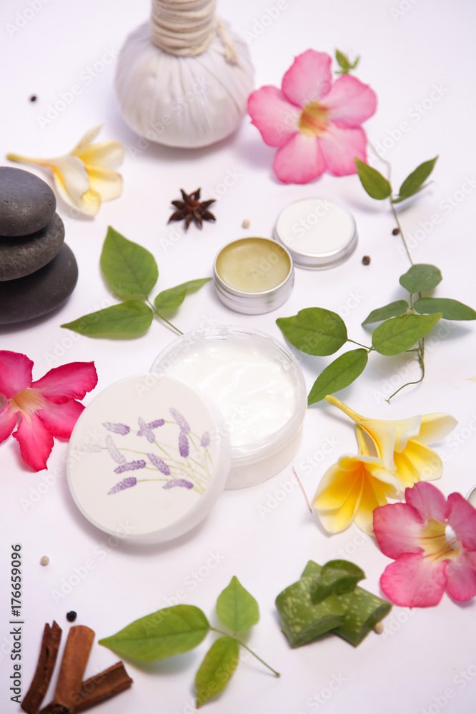 Top view of natural organic cosmetics products Top view of natural organic cosmetics products