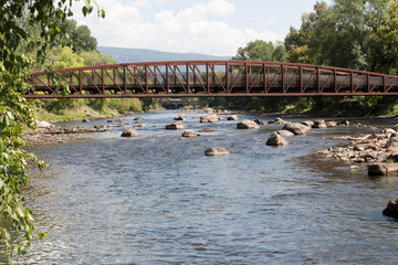 Papier peint photo Rivière Pont piéton sur l'Animas à Durango  © karagrubis