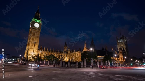 Night timelapse at the Palace of Westminster, London photo