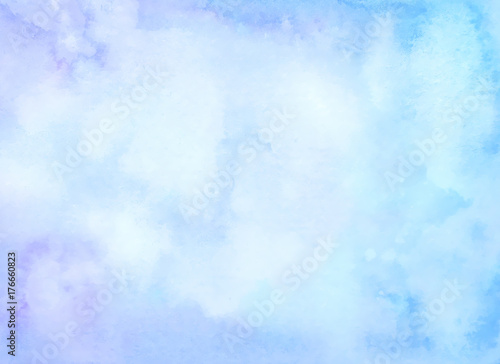 Watercolor hand drawn abstract blue background.