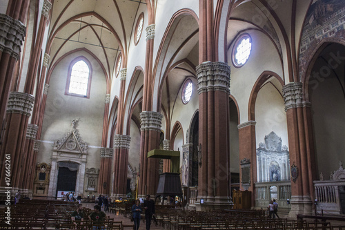 Inside the Basilica of San Petronio, main church in Bologna, Emilia Romagna, northern Italy